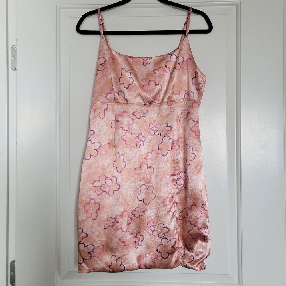 Wild Fable Peach Pink Floral Mini Strappy Slip Dress Size Medium